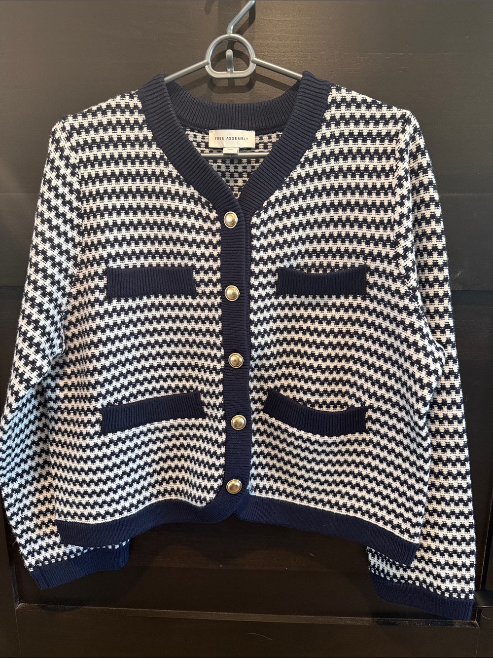 Free Assembly Women’s Navy & White Knit Cardigan